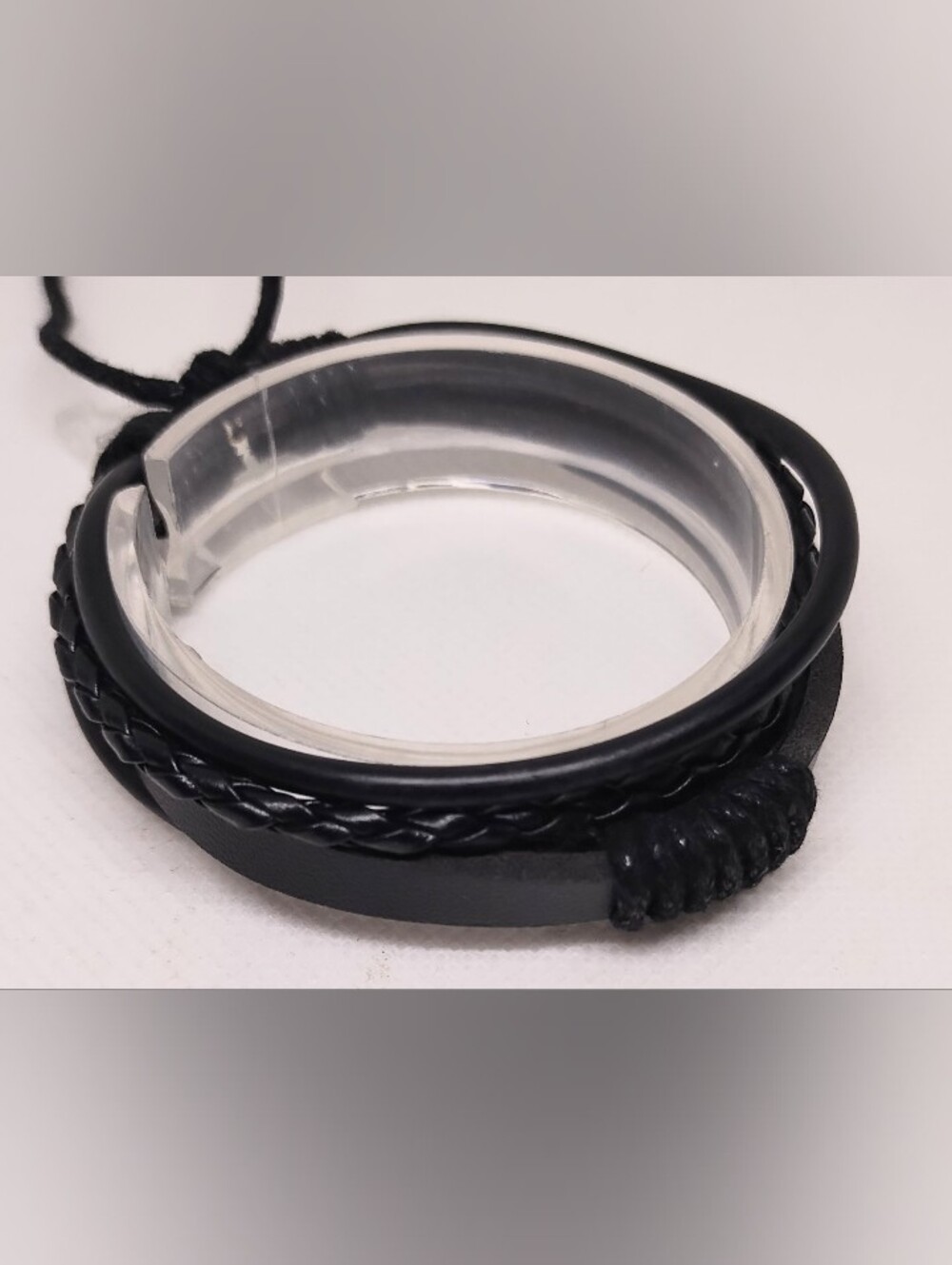 Men's Bracelet Leather Braided Layered Black‎ Jewelry New G20